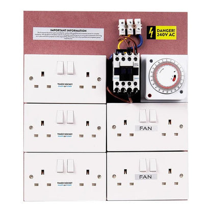 MDF Lighting Timer Boards (with fan sockets) - hydroponics