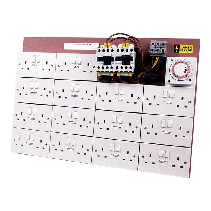 MDF Lighting Timer Boards (with fan sockets) - hydroponics