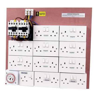 MDF Lighting Timer Boards (with fan sockets) - hydroponics