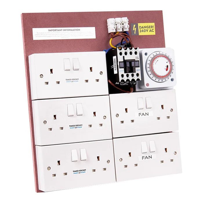 MDF Lighting Timer Boards (with fan sockets) - hydroponics