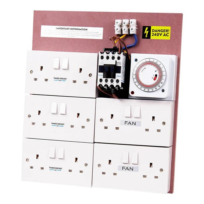 MDF Lighting Timer Boards (with fan sockets) - hydroponics